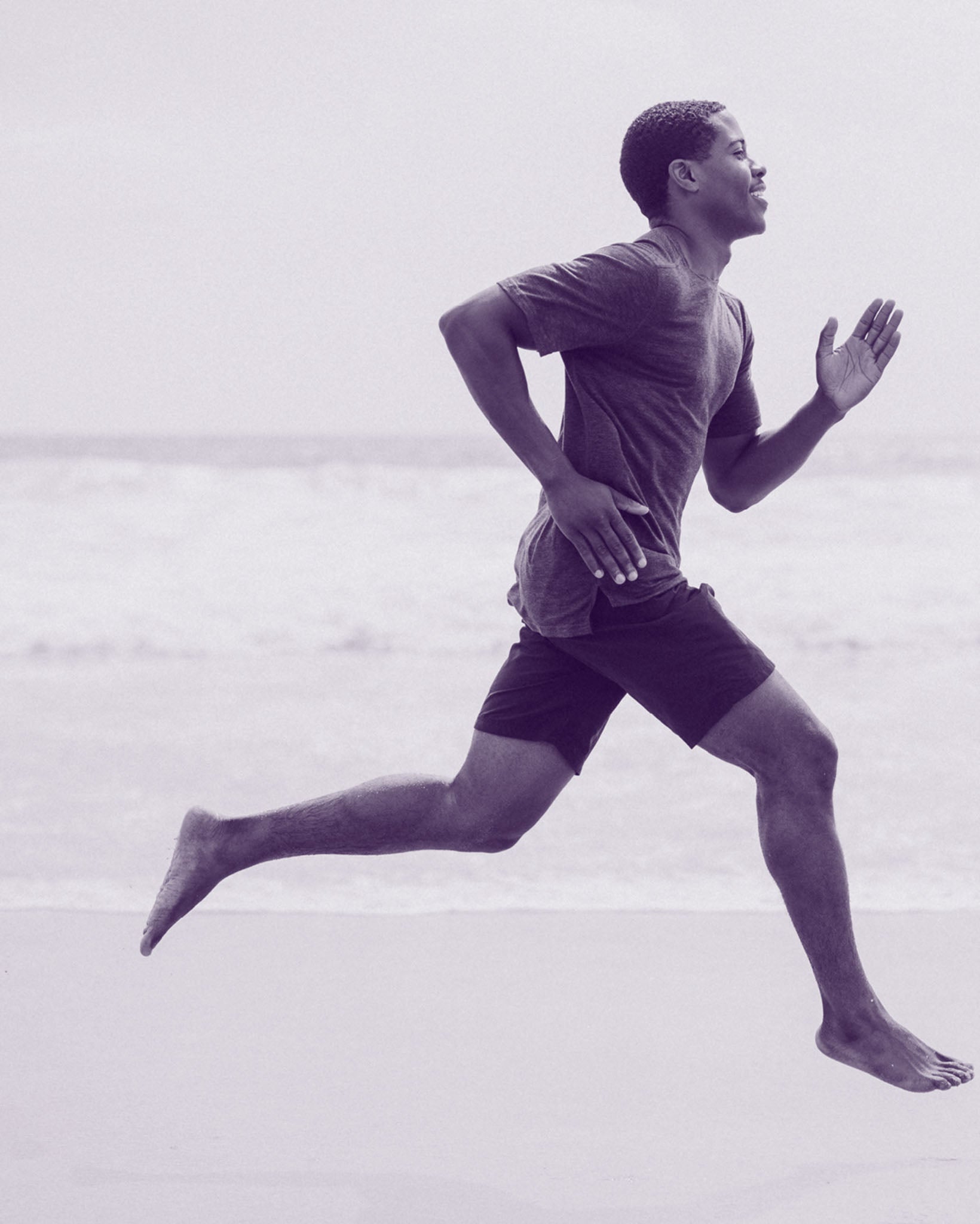 BOD customer running on the beach in Venice, CA