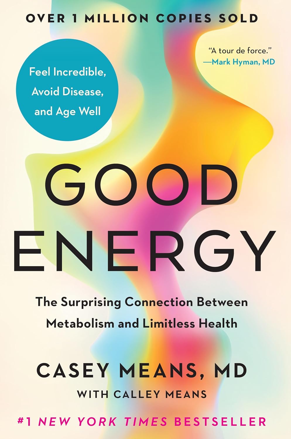 Book cover of 'Good Energy' with colorful design and text about metabolism and health.