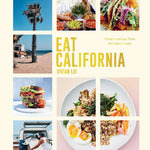 Book cover of 'Eat California' with images of food and a beach scene.