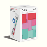 Calm product packaging with colorful design on a white background