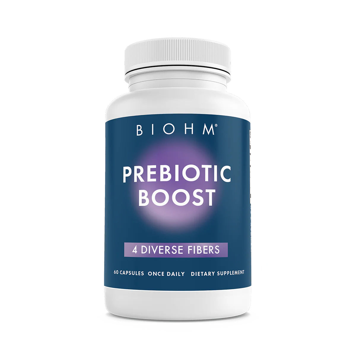 Biohm Prebiotic Boost supplement bottle on a white background