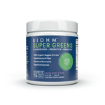 BIOHM Super Greens supplement container on a white background