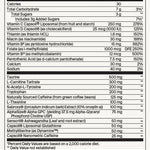 Nutritional label for a supplement stick pack with various vitamins and minerals listed.