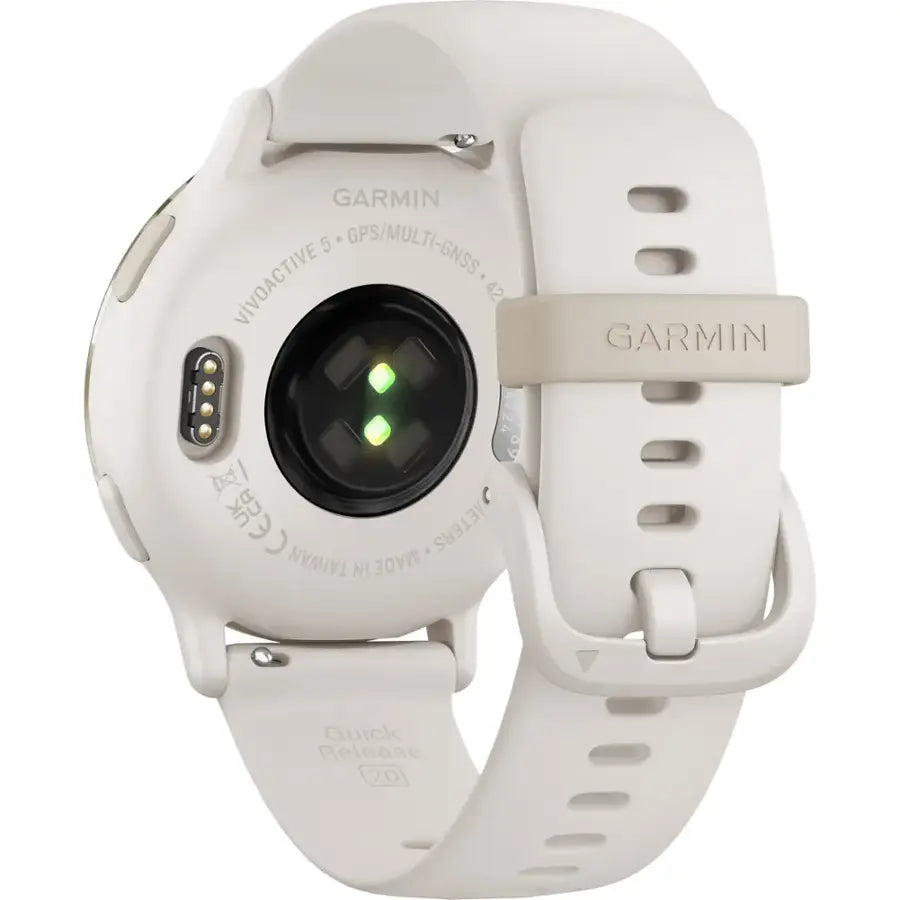 White Garmin smartwatch on a white background
