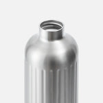 Silver metal water bottle on a white background