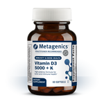 Metagenics Vitamin D3 5000 + K dietary supplement bottle on a white background