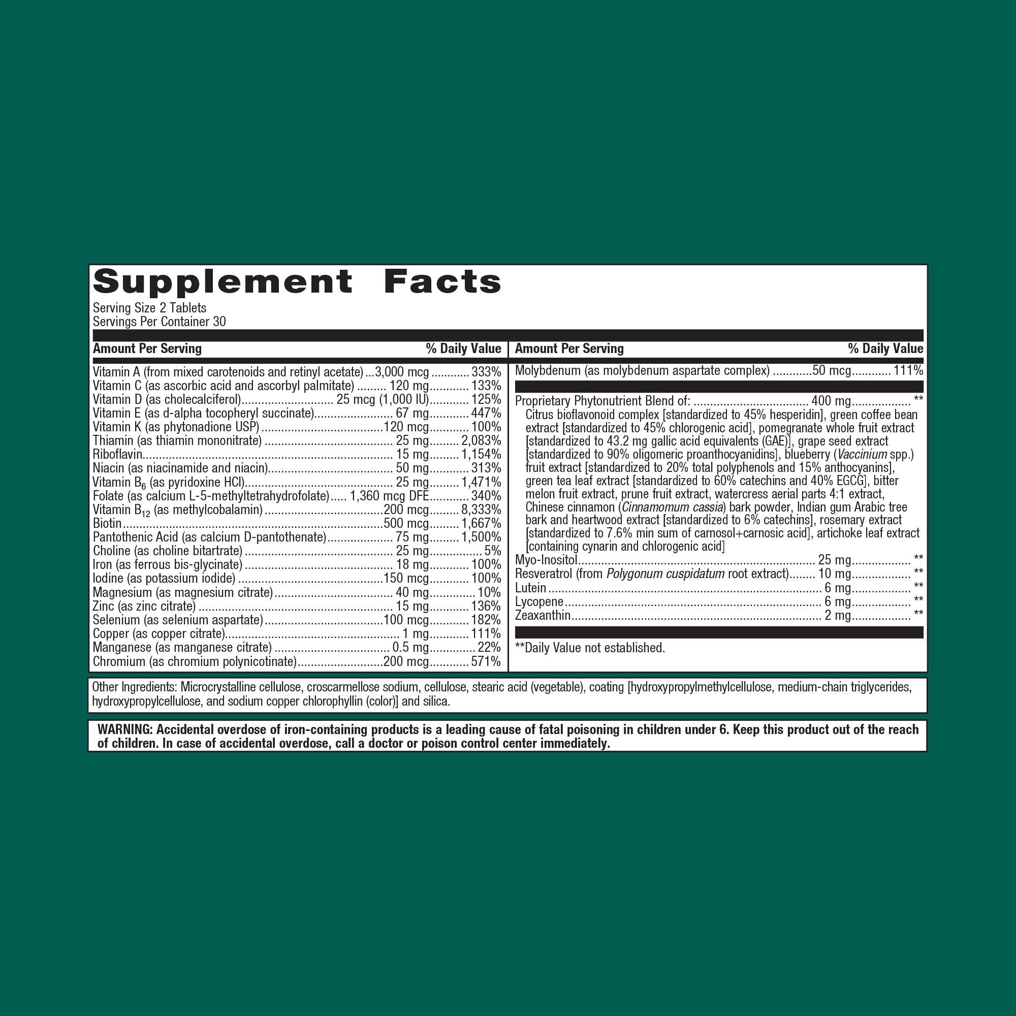 Supplement facts label on a green background